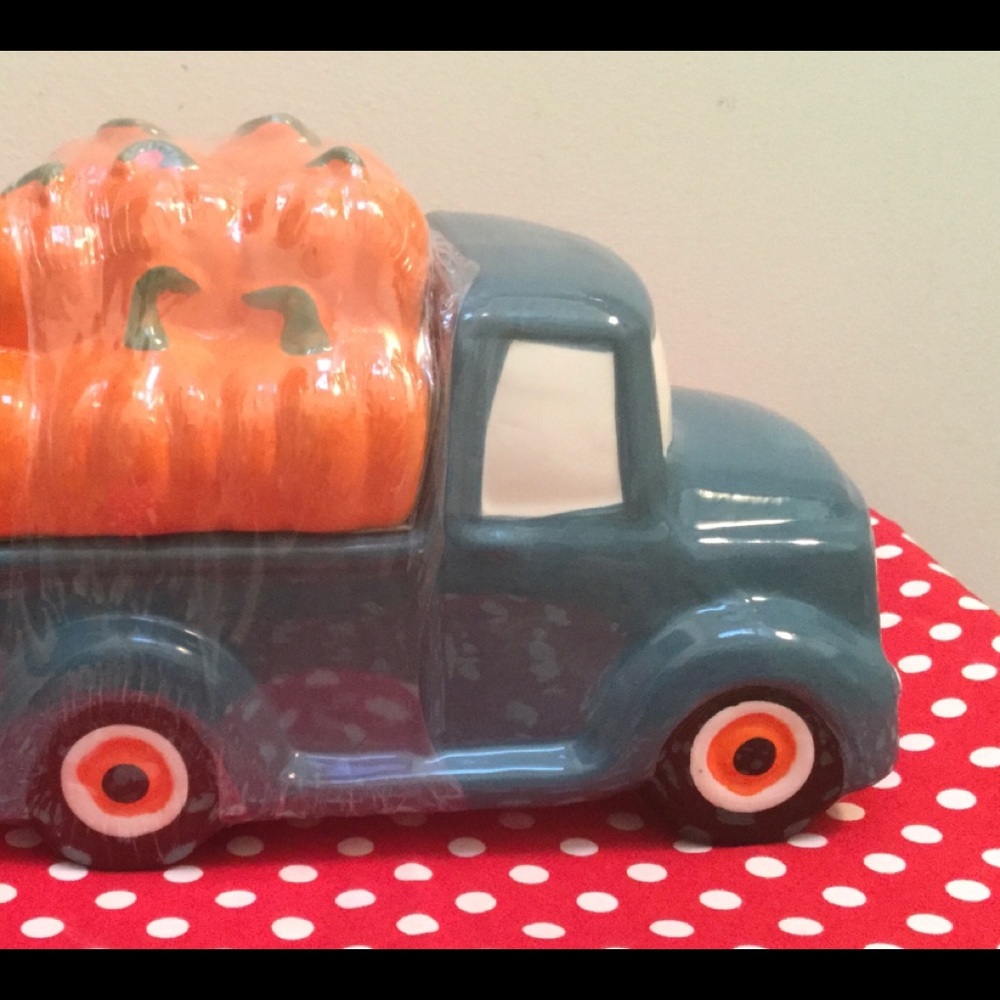 Pumpkins/Cookie jar/Blue Truck Ceramic Cookie 🍪 Jar with pumpkins